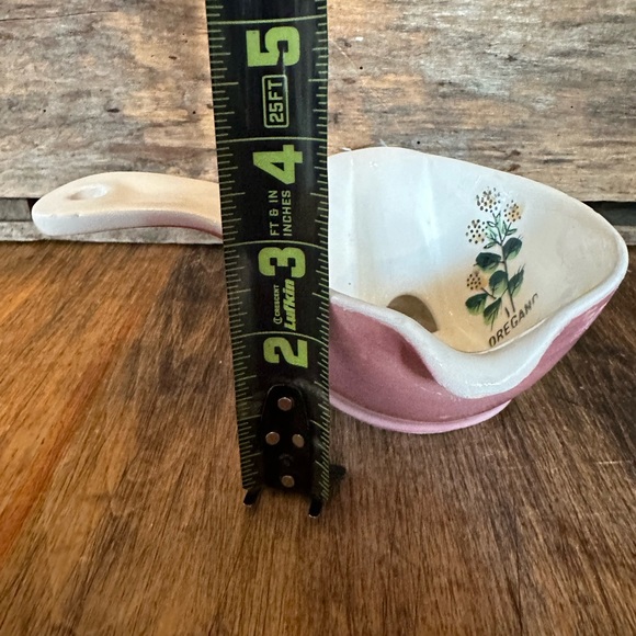Gravy Boat / Separator Our Own Import Japan Ceramic Herb Theme White & Pink 6.5" - Picture 10 of 10